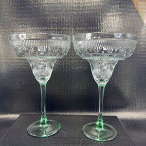 Cristal D'Arques Durand Margarita Glasses Set 2 Sombrero Cups Stemware Stems